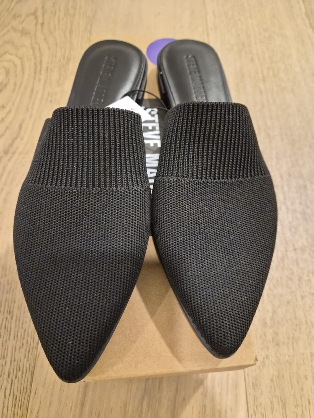 Steve Madden Black Knit Slip-On Mule for Women